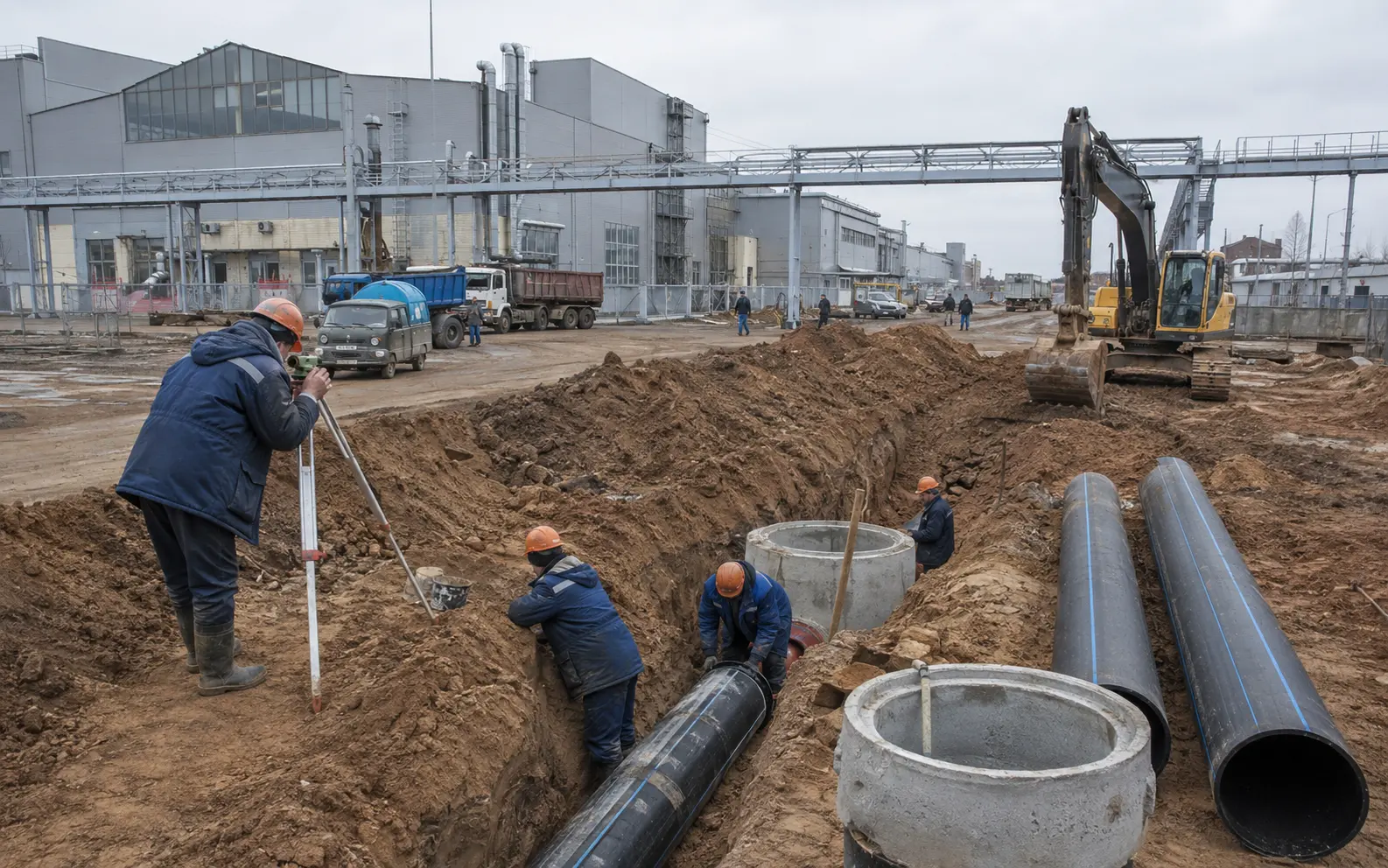 Водопровод, канализация и ливневка на производственных площадках